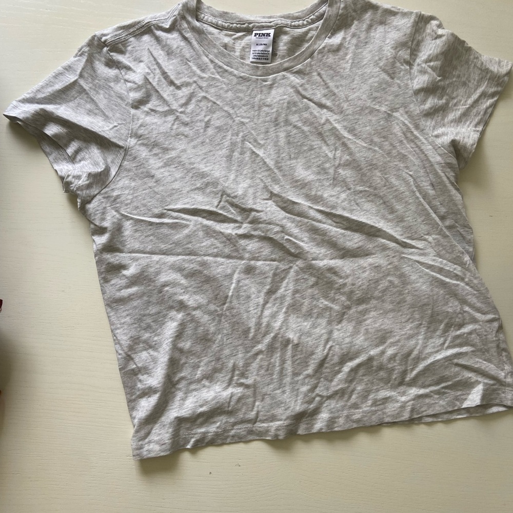 Gray Pink Cropped Tee